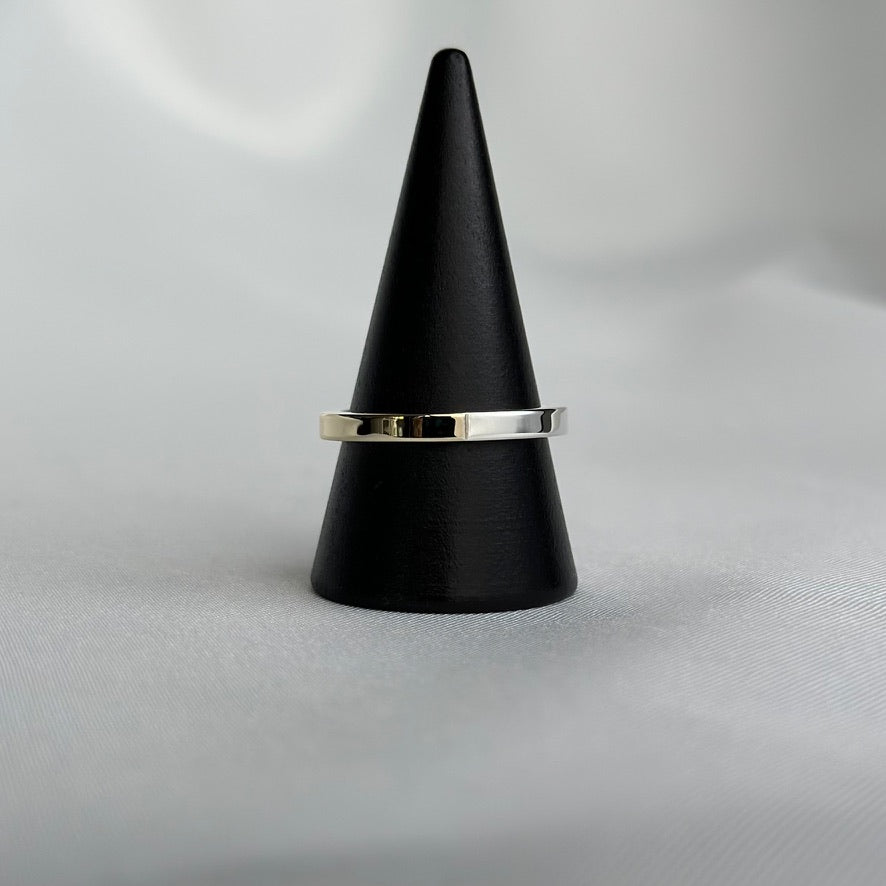 Half Silver Half Gold Thin Ring