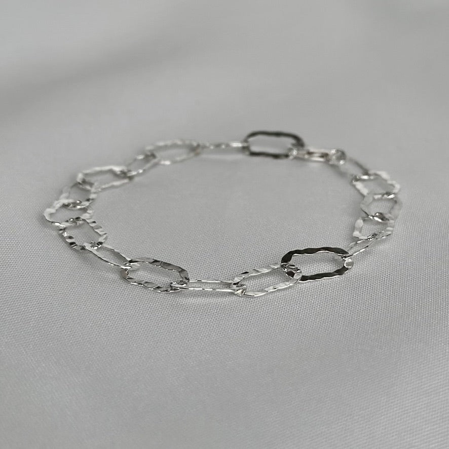 Hammered Oval Link Chain Bracelet