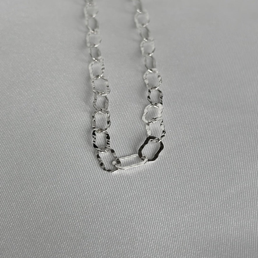 Hammered Oval Link Chain Necklace