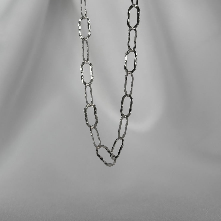 Hammered Oval Link Chain Necklace