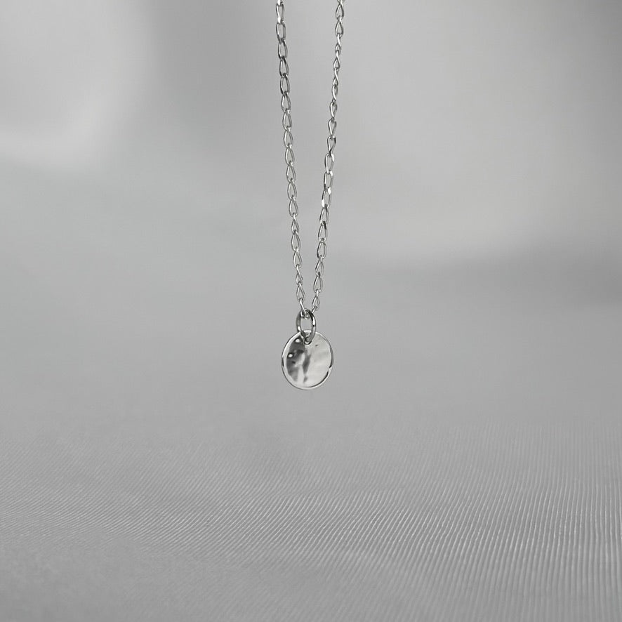 Mini Hammered Circle Necklace