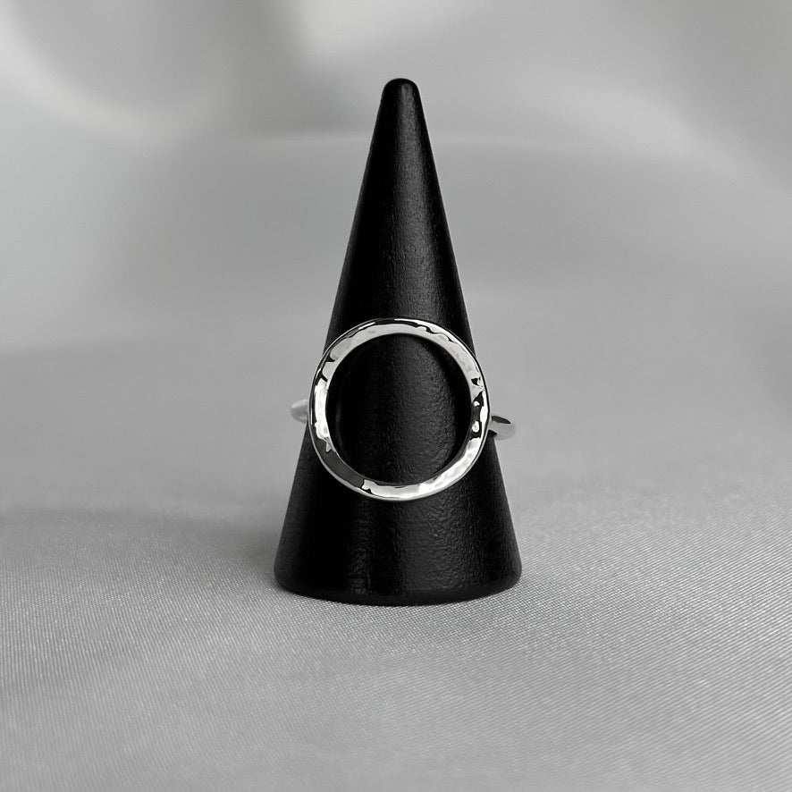 Agape Hammered Circle Ring