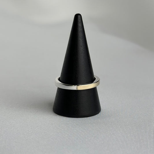 Half Silver Half Gold Thin Ring