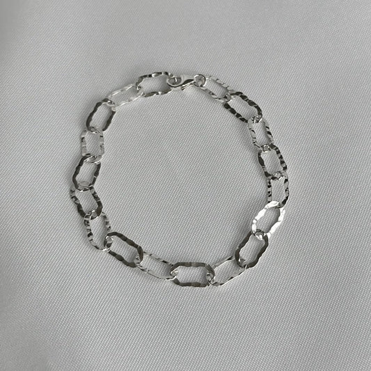 Hammered Oval Link Chain Bracelet