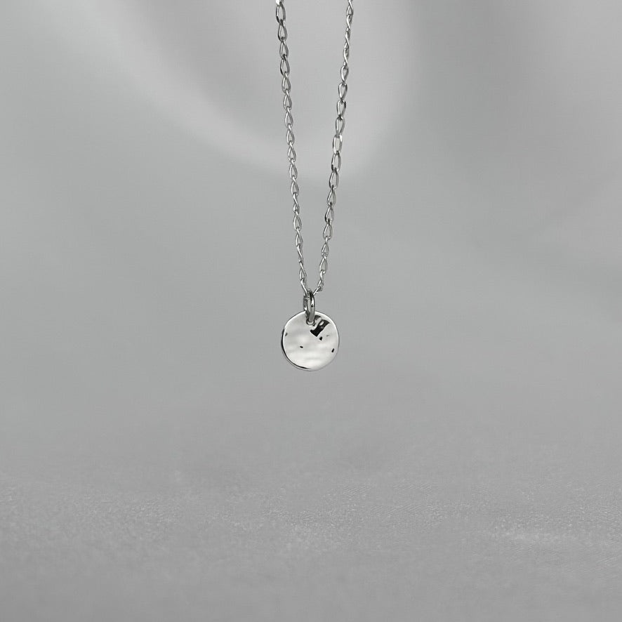 Mini Hammered Circle Necklace