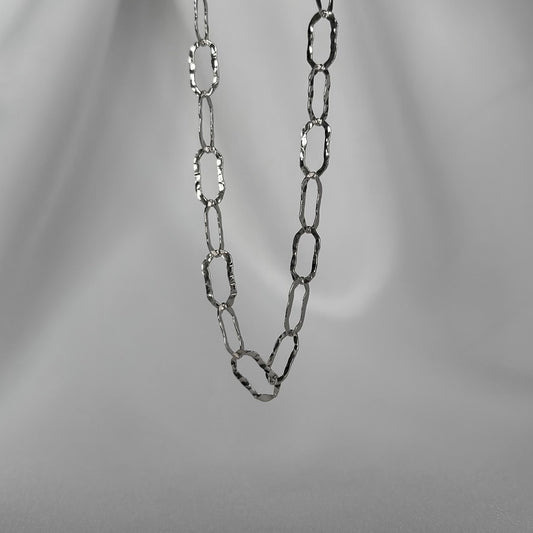 Hammered Oval Link Chain Necklace