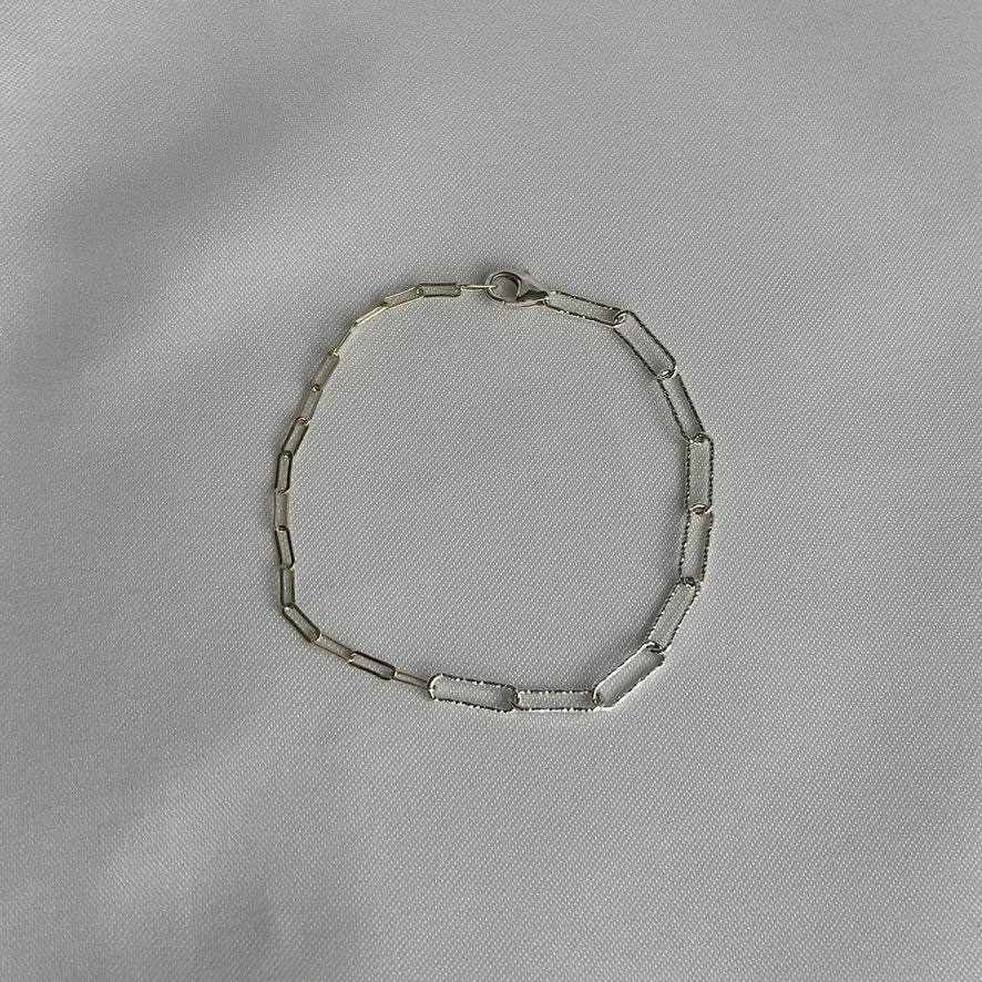 Half Silver Half Gold Paperclip Chain Bracelet