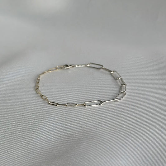 Half Silver Half Gold Paperclip Chain Bracelet